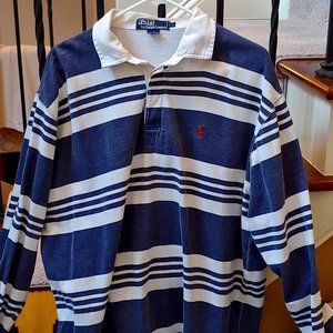 Vintage Polo by Ralph Lauren Men's Cotton Rugby, Blue/White, Sz Large